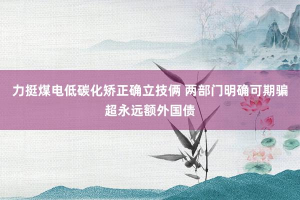力挺煤电低碳化矫正确立技俩 两部门明确可期骗超永远额外国债
